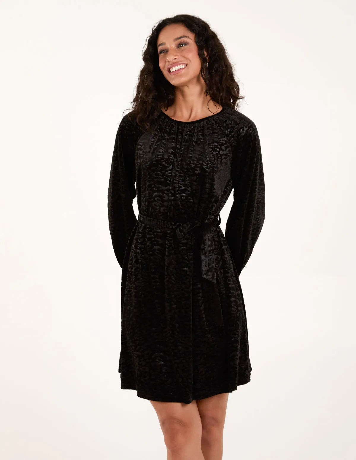 Velvet Belted Swing Dress