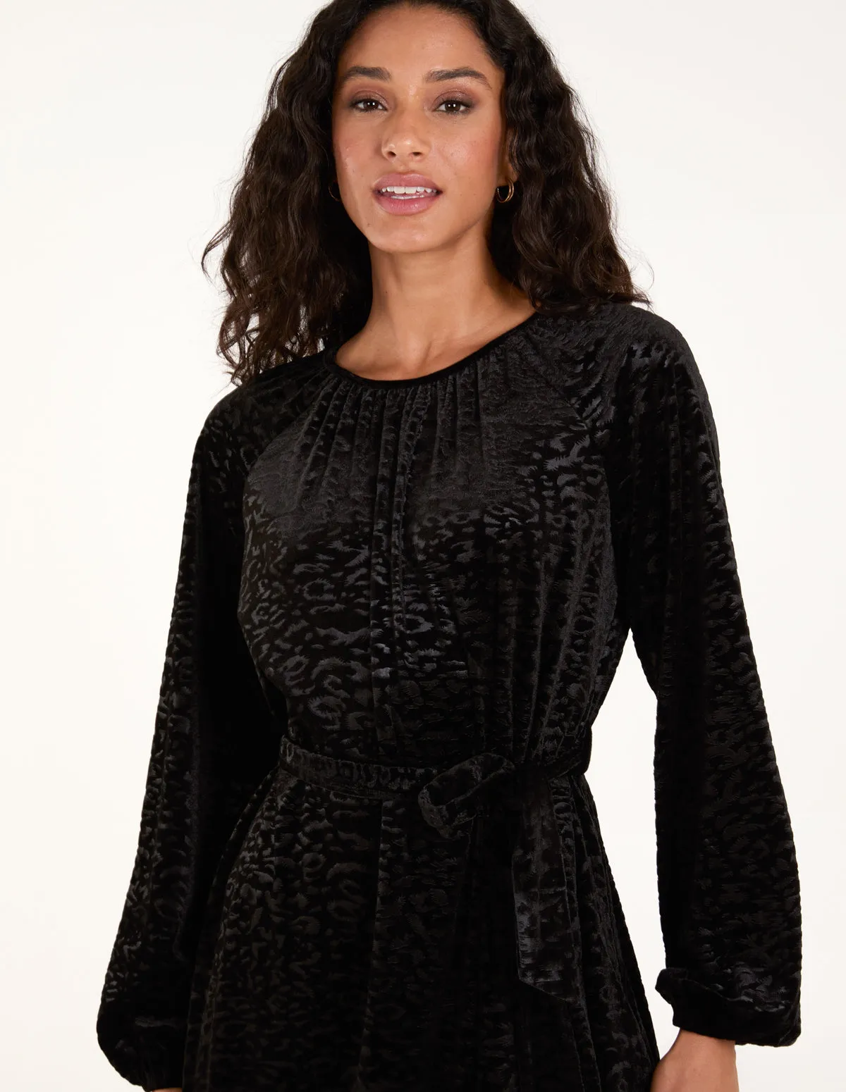 Velvet Belted Swing Dress